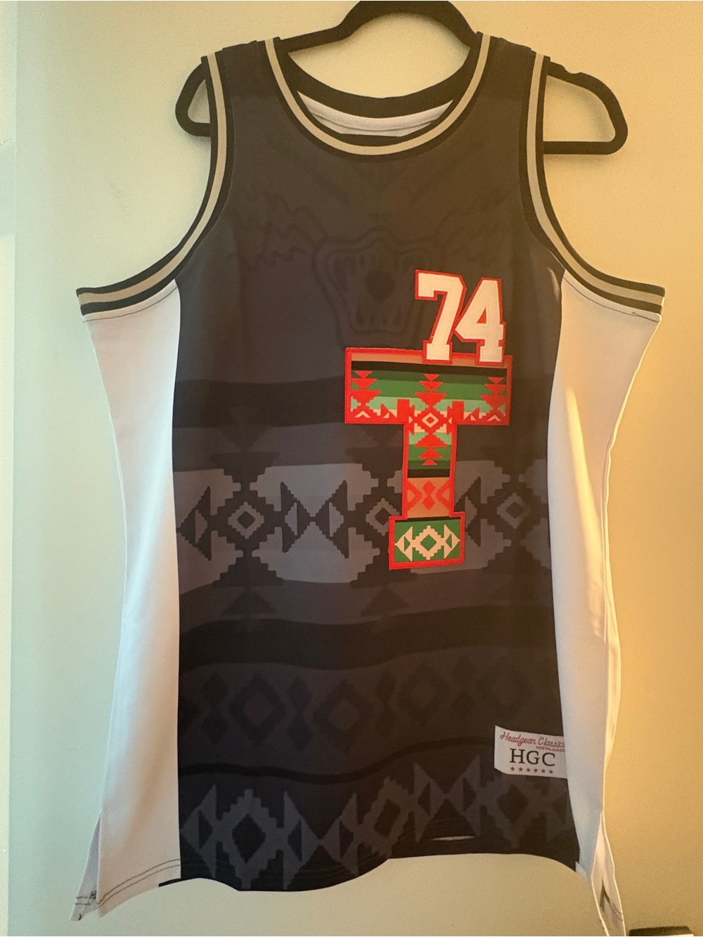 Headgear Classics Black Tribal Print Basketball Jersey ‘74’